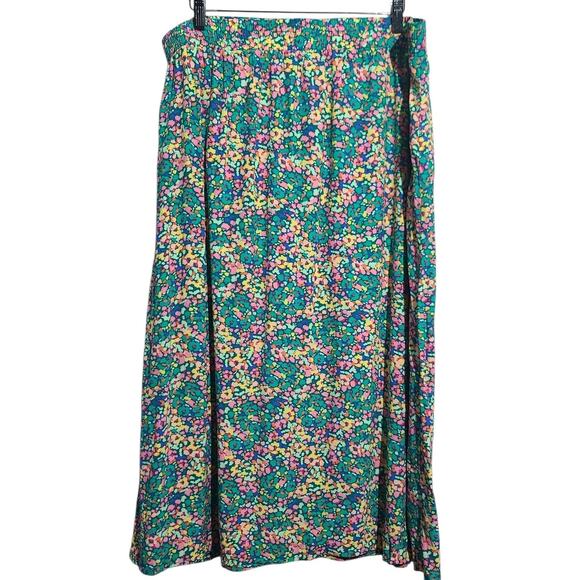 LOFT Green Floral Midi Skirt Size XL NWT - Picture 3 of 6